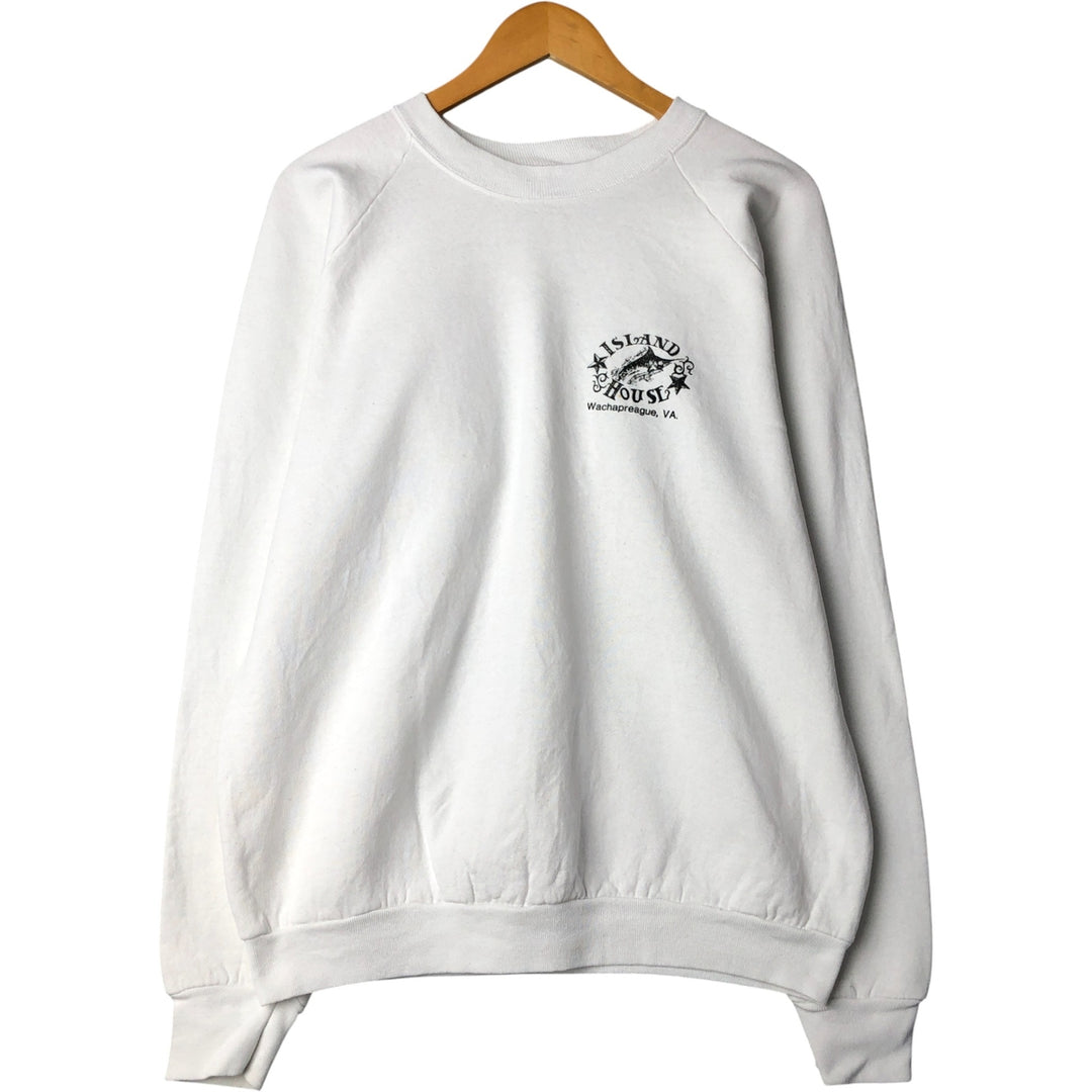 Vintage 90'S Fruit of the Loom Fish Print Advertising Sweatshirt, Made in USA, Men's XL cotton white type Vintage Second Hand