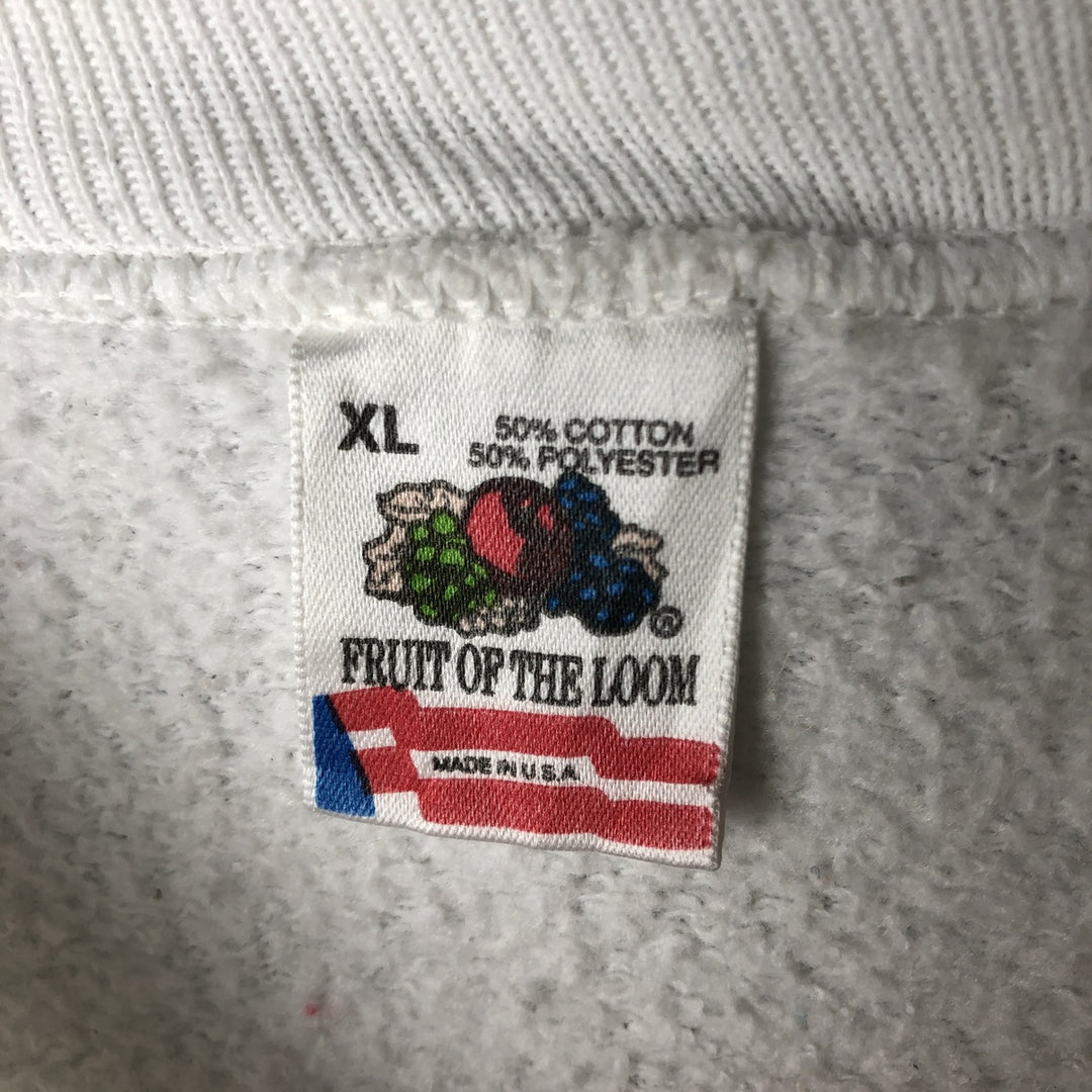Vintage 90'S Fruit of the Loom Fish Print Advertising Sweatshirt, Made in USA, Men's XL cotton white type Vintage Second Hand