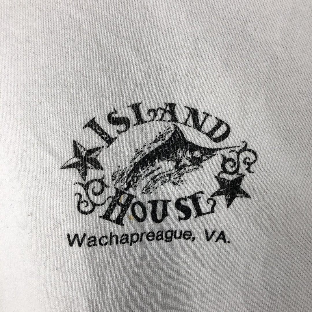 Vintage 90'S Fruit of the Loom Fish Print Advertising Sweatshirt, Made in USA, Men's XL cotton white type Vintage Second Hand