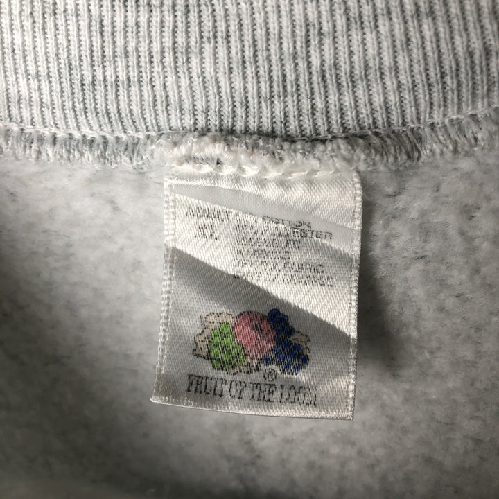 90'S Fruit of the Loom printed sweatshirt, sweatshirt, men's XL size, vintage cotton pale white type Vintage Second Hand