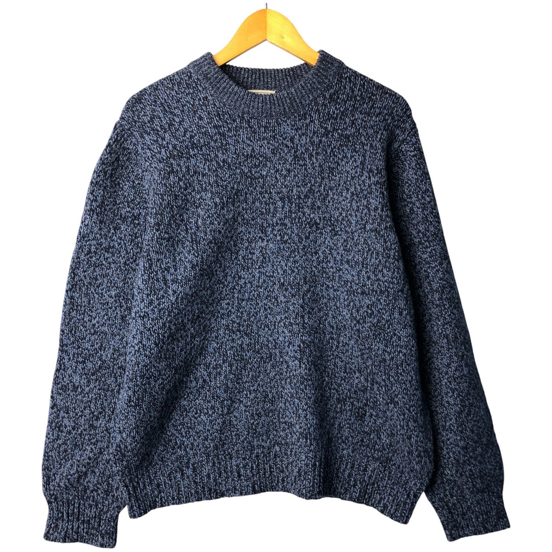 90s-00'S LLBean Lambswool Knit Sweater, Men's Size L, Vintage Lamb wool Blue type light blue Vintage Second Hand