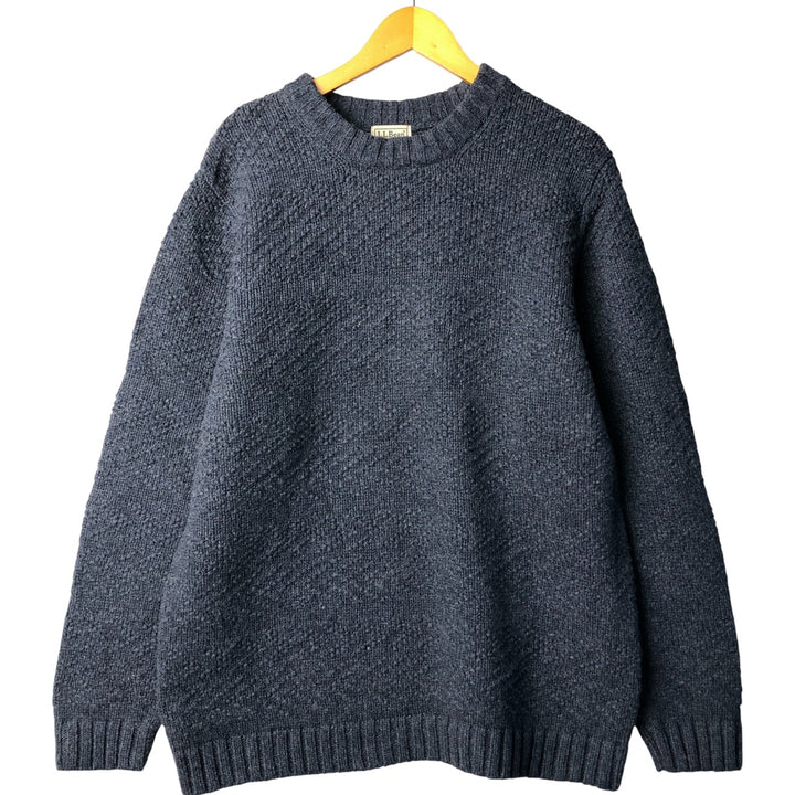 90'S LLBean Lambswool Knit Sweater, Men's XL, Vintage Lamb wool navy blue type Vintage Second Hand