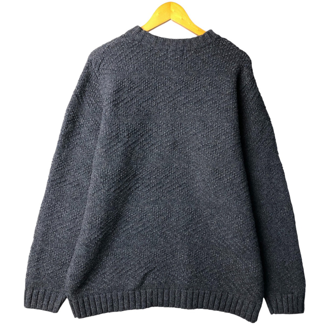 90'S LLBean Lambswool Knit Sweater, Men's XL, Vintage Lamb wool navy blue type Vintage Second Hand