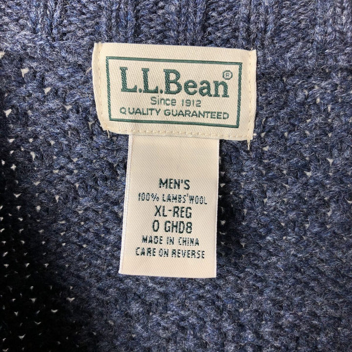 90'S LLBean Lambswool Knit Sweater, Men's XL, Vintage Lamb wool navy blue type Vintage Second Hand