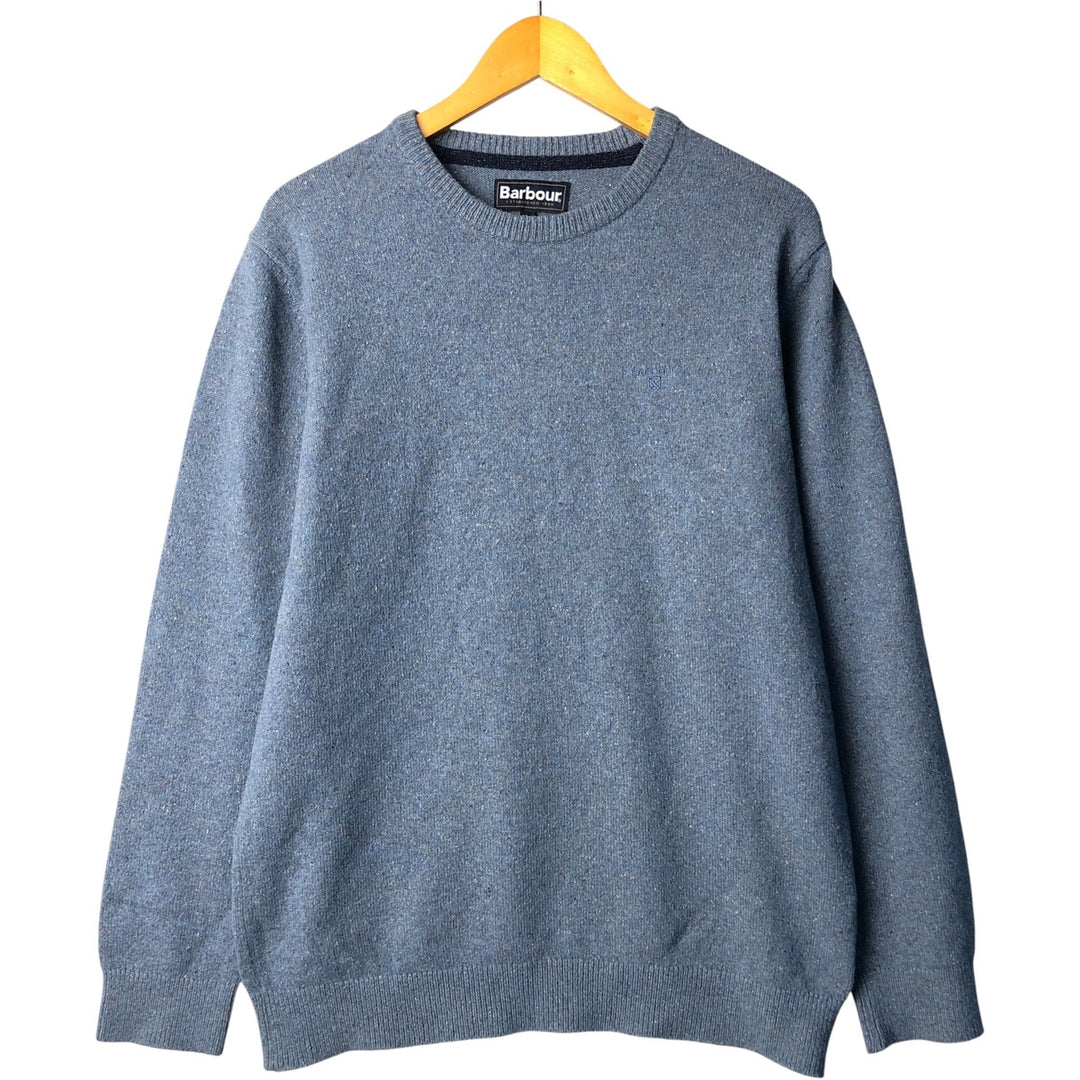 Barbour Color Nep V-Neck Wool Knit Sweater, Men's Size L wool Blue type light blue Vintage Second Hand