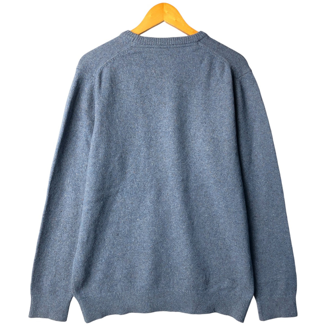 Barbour Color Nep V-Neck Wool Knit Sweater, Men's Size L wool Blue type light blue Vintage Second Hand