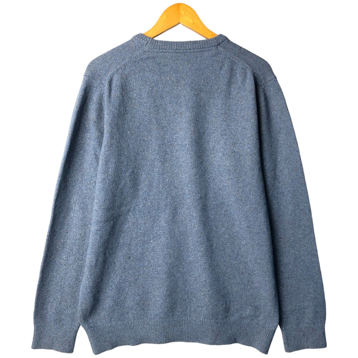 Barbour Color Nep V-Neck Wool Knit Sweater, Men's Size L wool Blue type light blue Vintage Second Hand