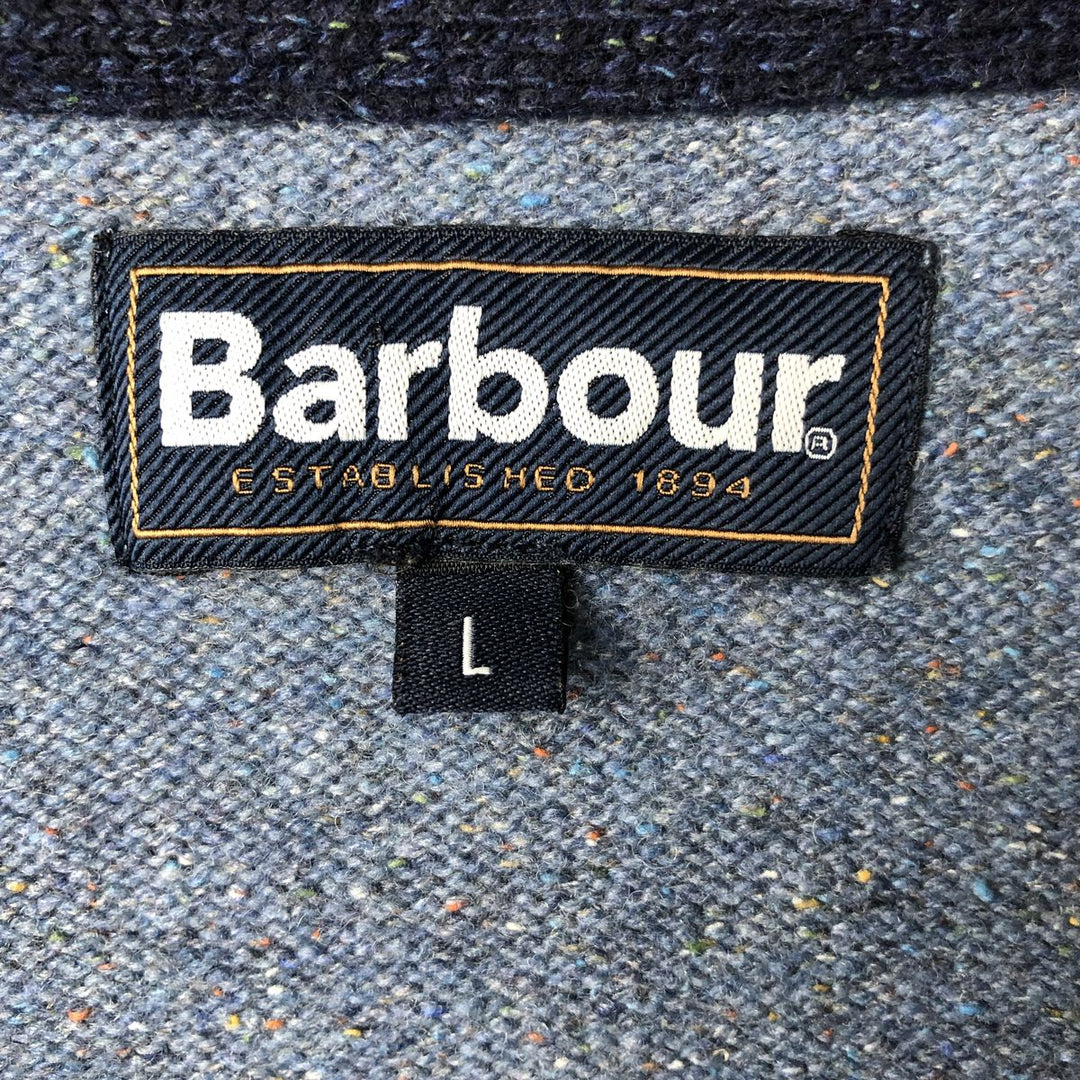 Barbour Color Nep V-Neck Wool Knit Sweater, Men's Size L wool Blue type light blue Vintage Second Hand