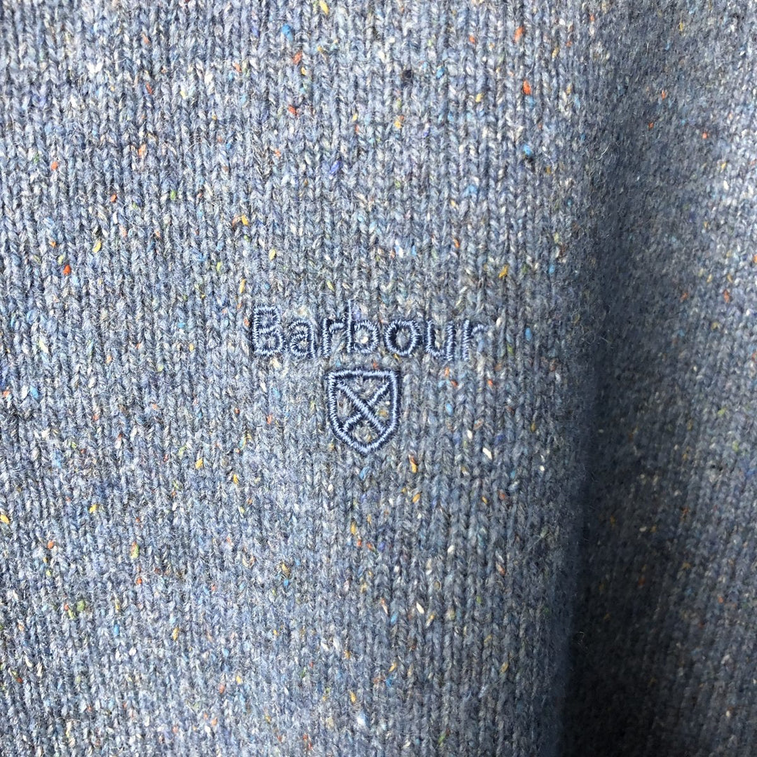 Barbour Color Nep V-Neck Wool Knit Sweater, Men's Size L wool Blue type light blue Vintage Second Hand