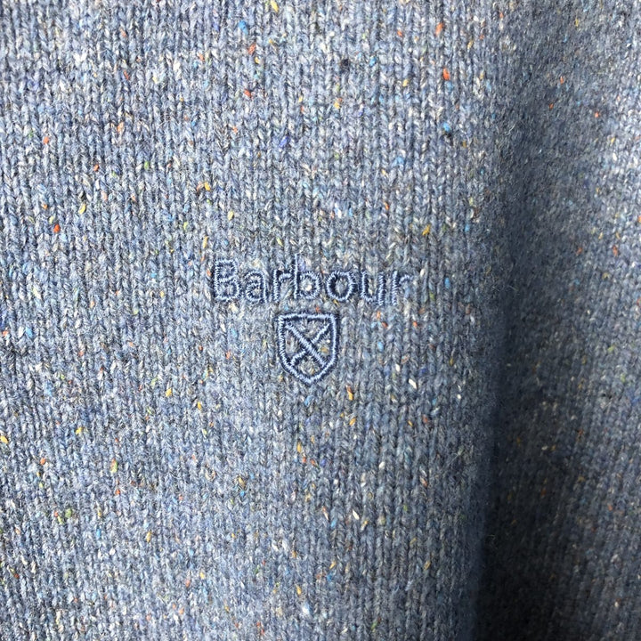 Barbour Color Nep V-Neck Wool Knit Sweater, Men's Size L wool Blue type light blue Vintage Second Hand