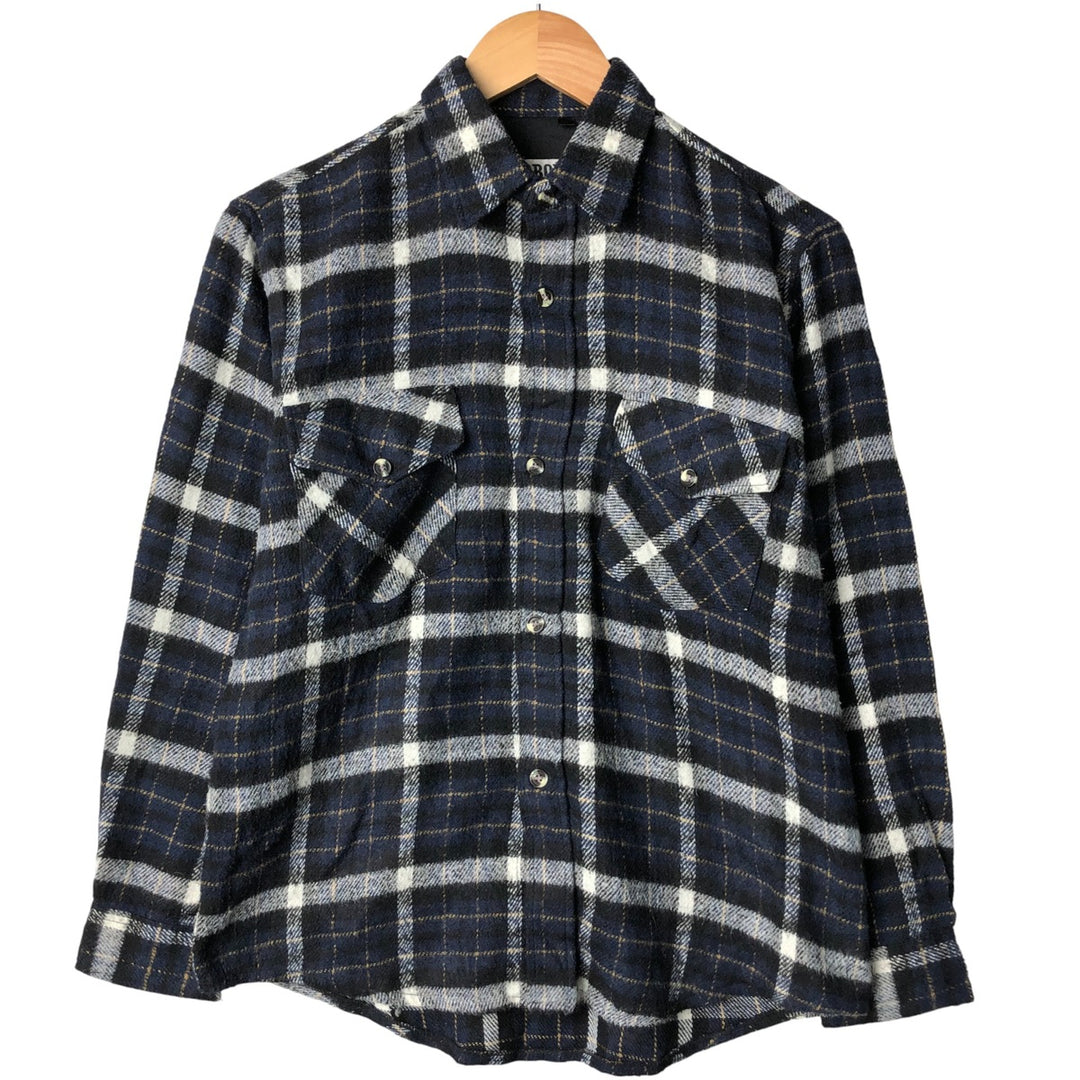 GLOBOL Long Sleeve Flannel Check Shirt, Women's Size M unclear black type Vintage Second Hand
