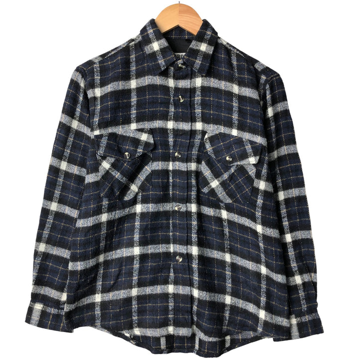 GLOBOL Long Sleeve Flannel Check Shirt, Women's Size M unclear black type Vintage Second Hand