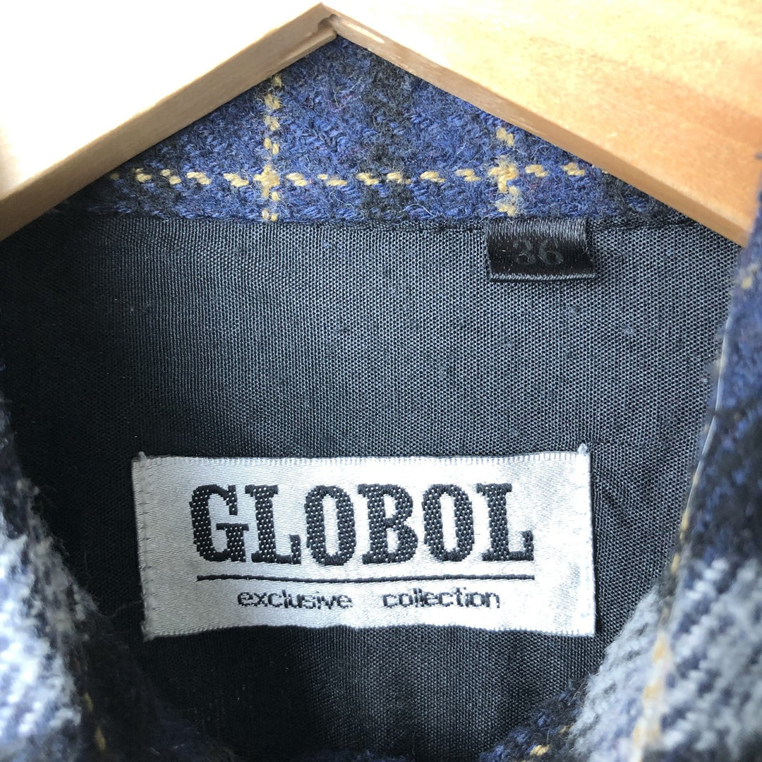 GLOBOL Long Sleeve Flannel Check Shirt, Women's Size M unclear black type Vintage Second Hand