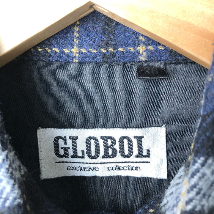 GLOBOL Long Sleeve Flannel Check Shirt, Women's Size M unclear black type Vintage Second Hand