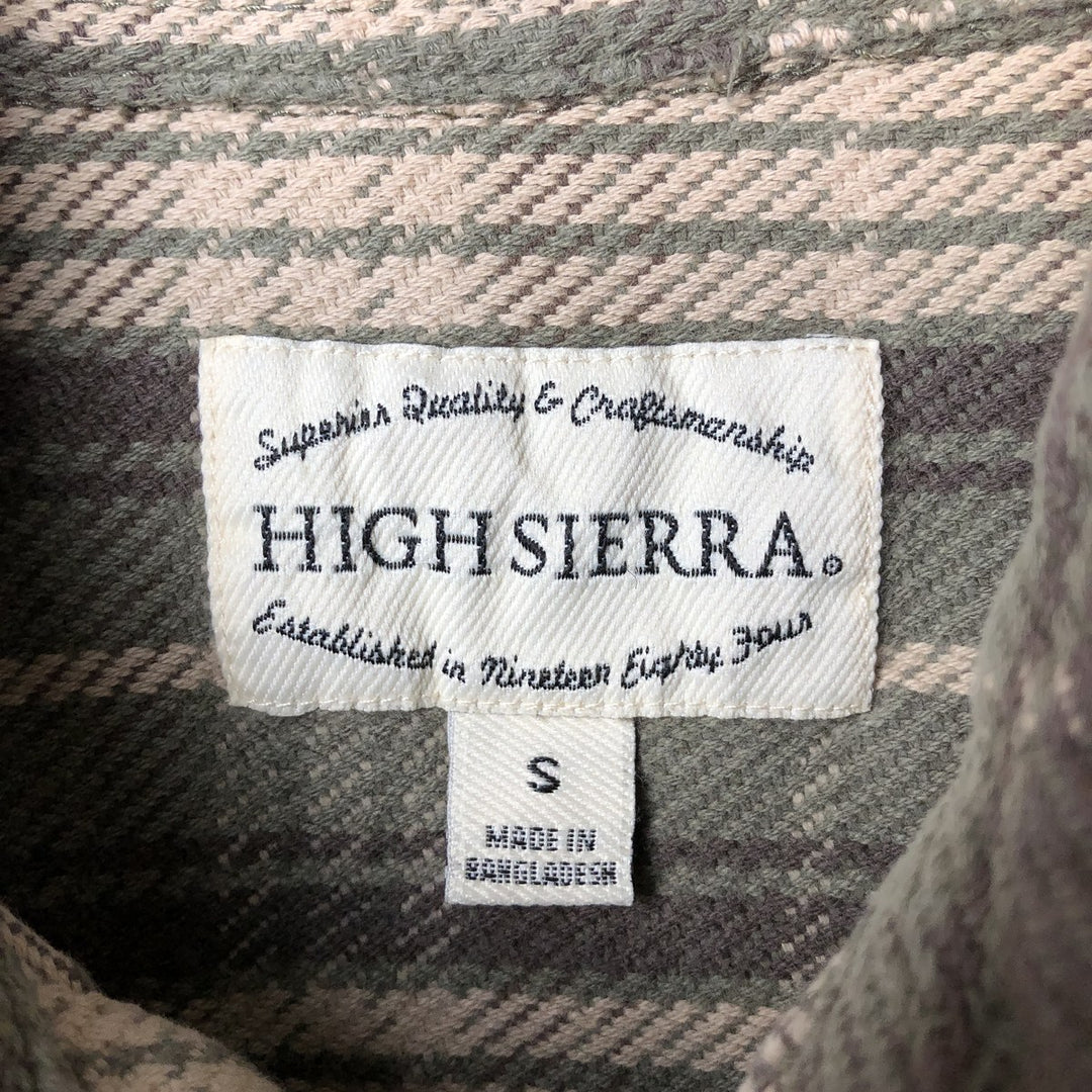 HIGH SIERRA Long Sleeve Flannel Check Shirt, Men's Size Small cotton Beige type Vintage Second Hand