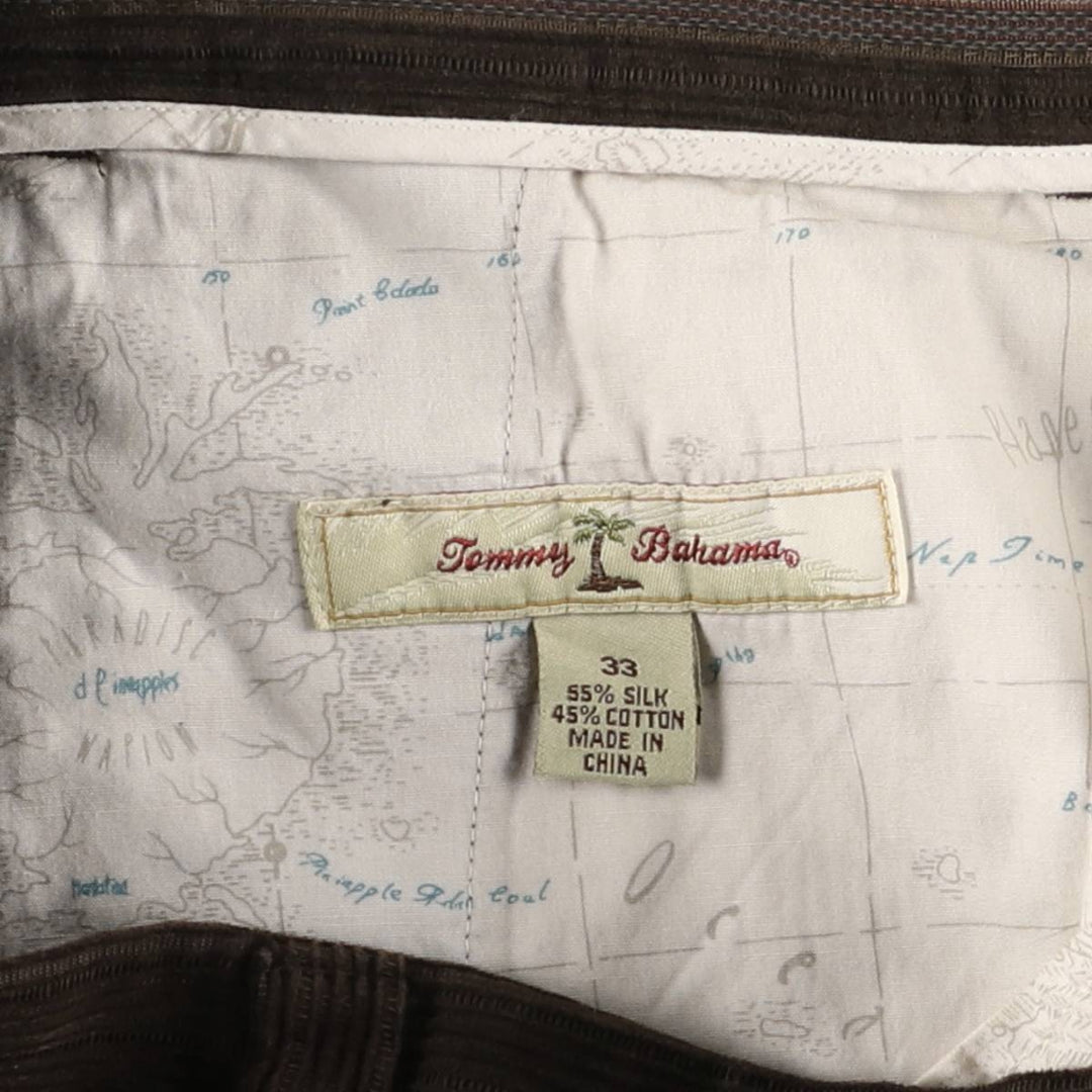 2000'S Tommy Bahama corduroy pants, men's size W35 silk brown type Vintage Second Hand