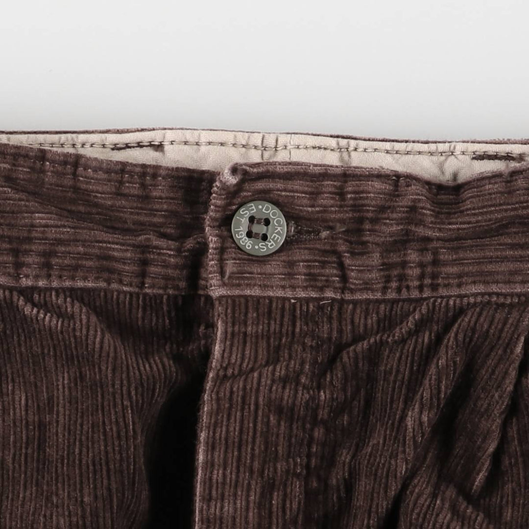 Dockers Classic Fit Two-Pleated Wide-Rib Corduroy Pants, Men's, Size 34 cotton burgundy type Vintage Second Hand