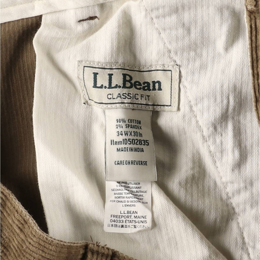 90s-00'S LLBean Vintage Corduroy Pants, Men's Size 36 cotton brown type Vintage Second Hand