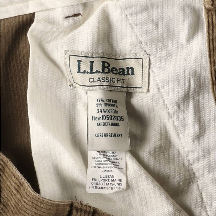90s-00'S LLBean Vintage Corduroy Pants, Men's Size 36 cotton brown type Vintage Second Hand