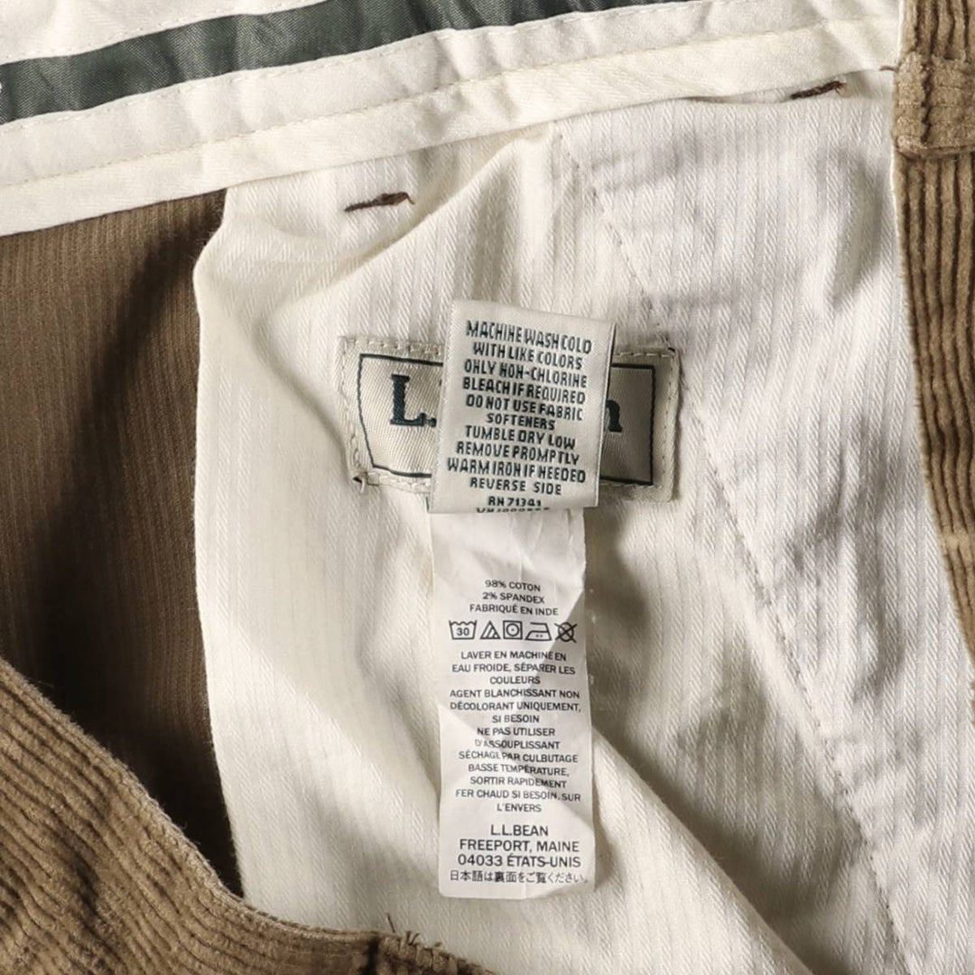90s-00'S LLBean Vintage Corduroy Pants, Men's Size 36 cotton brown type Vintage Second Hand