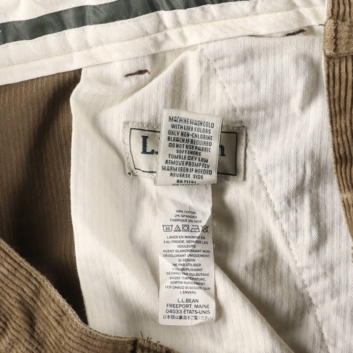 90s-00'S LLBean Vintage Corduroy Pants, Men's Size 36 cotton brown type Vintage Second Hand