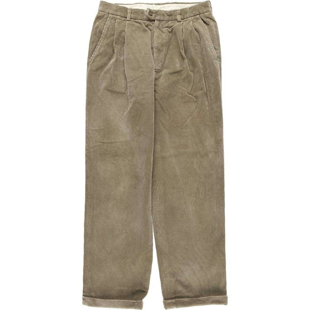 GUCLIERI Two-pleat Corduroy Pants, Size 46, Men's, W31 (equivalent) unclear beige type brown Vintage Second Hand