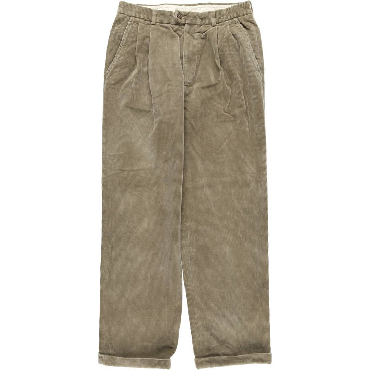 GUCLIERI Two-pleat Corduroy Pants, Size 46, Men's, W31 (equivalent) unclear beige type brown Vintage Second Hand