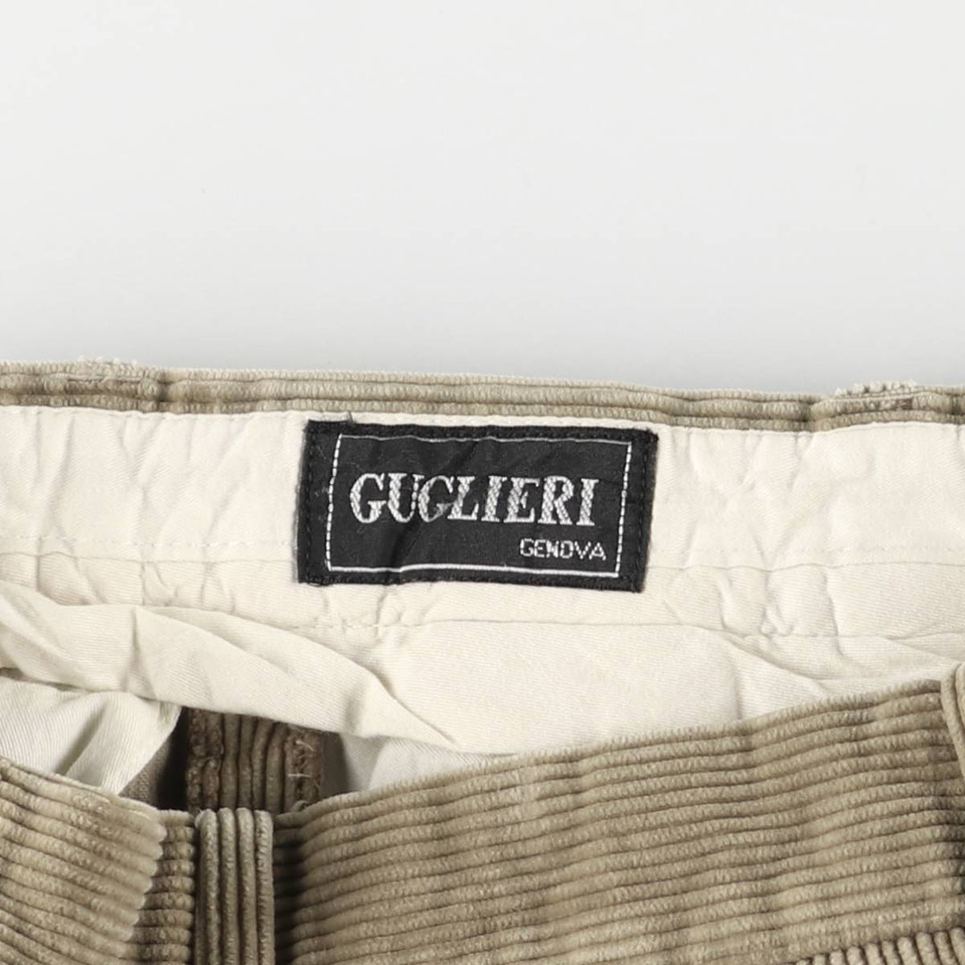 GUCLIERI Two-pleat Corduroy Pants, Size 46, Men's, W31 (equivalent) unclear beige type brown Vintage Second Hand