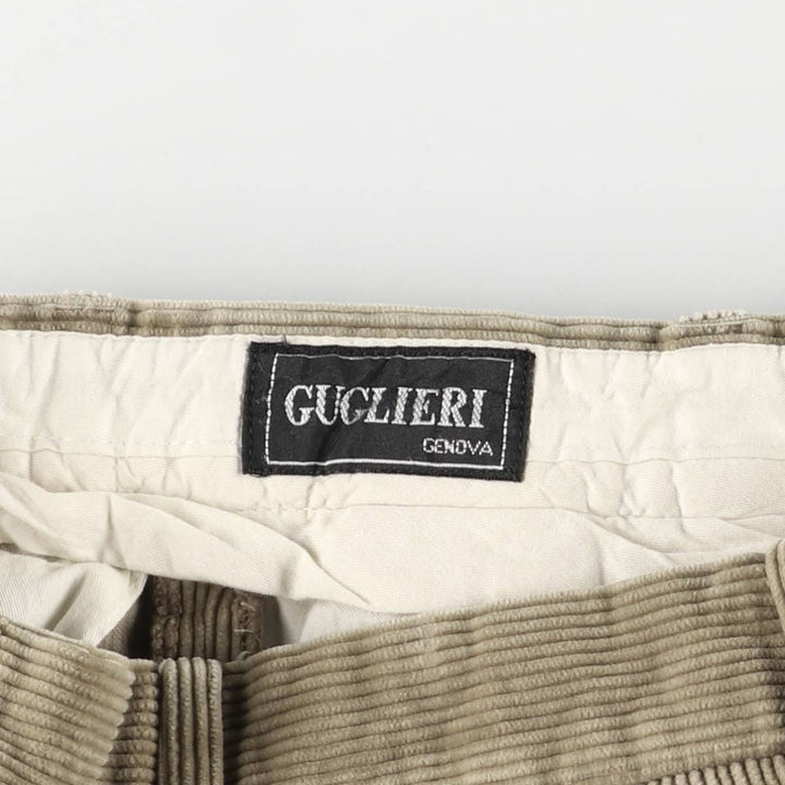 GUCLIERI Two-pleat Corduroy Pants, Size 46, Men's, W31 (equivalent) unclear beige type brown Vintage Second Hand