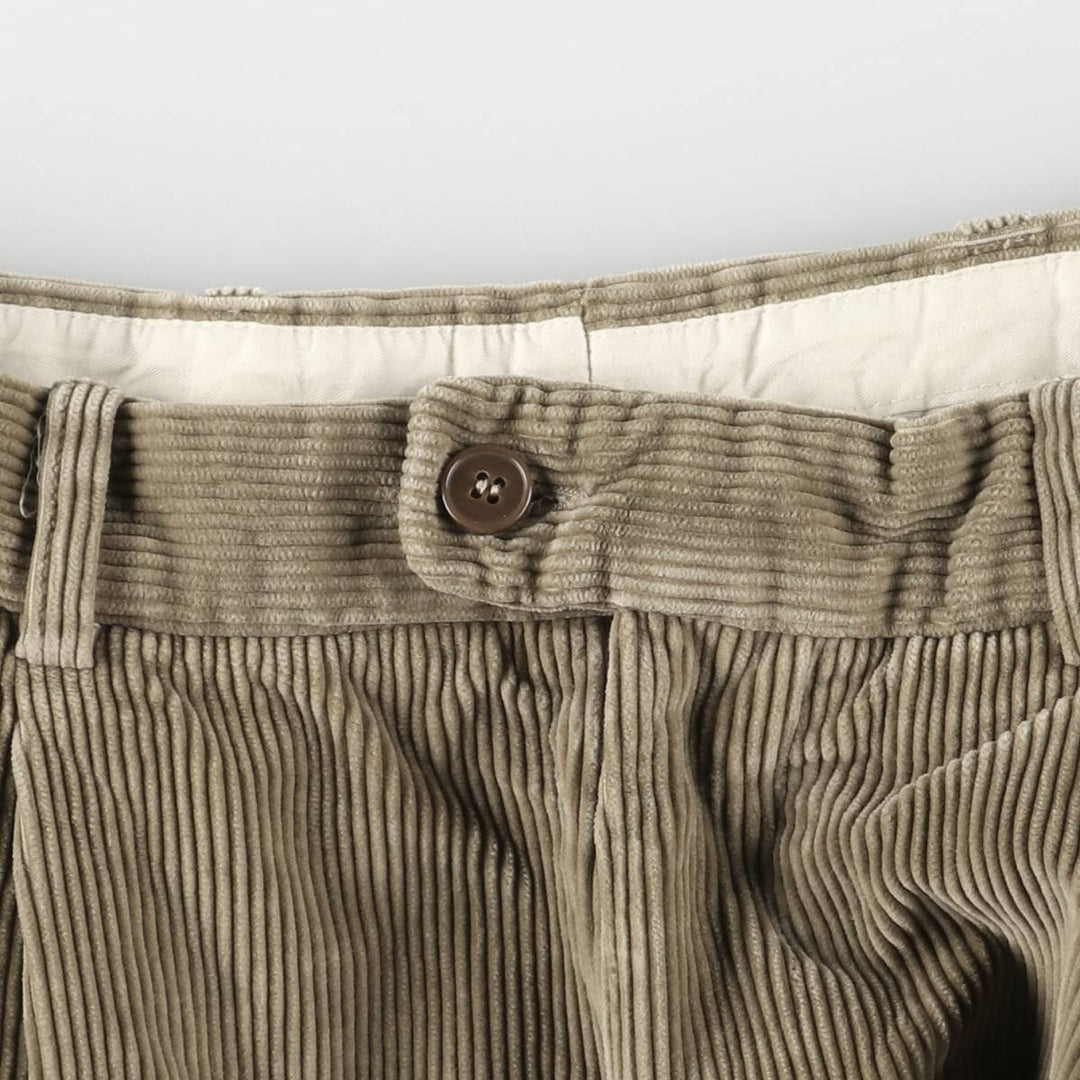 GUCLIERI Two-pleat Corduroy Pants, Size 46, Men's, W31 (equivalent) unclear beige type brown Vintage Second Hand