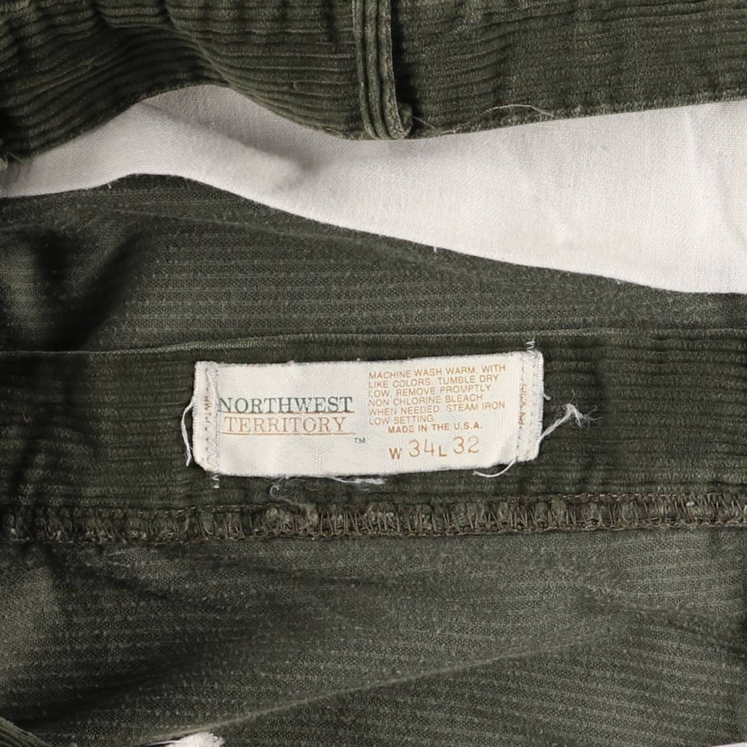 NORTHWEST TERRITORY One-Tuck Corduroy Pants, Made in USA, Men's, Size W32 unclear Khaki type sage green Vintage Second Hand