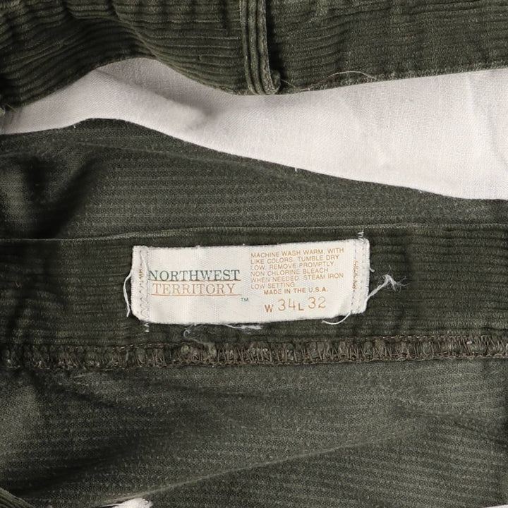 NORTHWEST TERRITORY One-Tuck Corduroy Pants, Made in USA, Men's, Size W32 unclear Khaki type sage green Vintage Second Hand