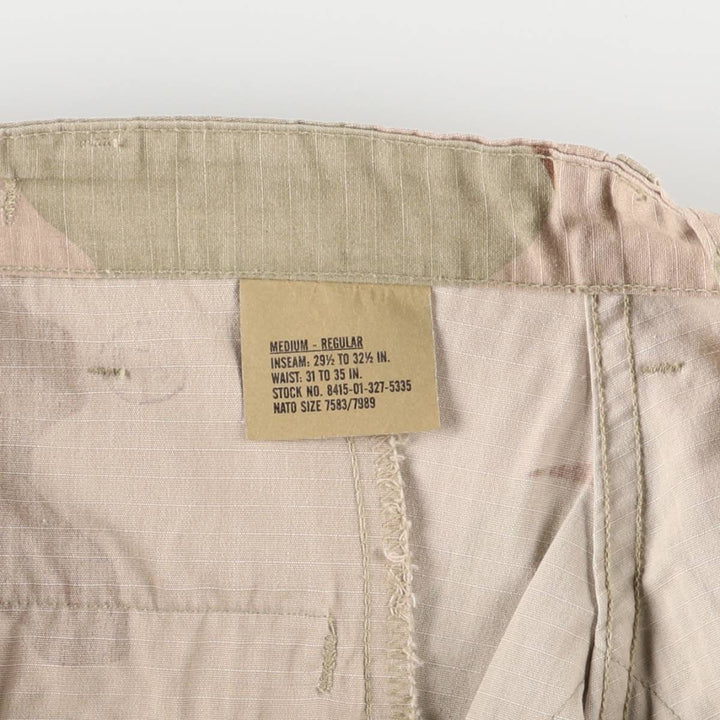 90'S US Military 3C Desert Camo Ripstop Military Cargo Pants, Combat Pants, Made in USA, Medium-Regular Nylon Beige type Vintage Second Hand