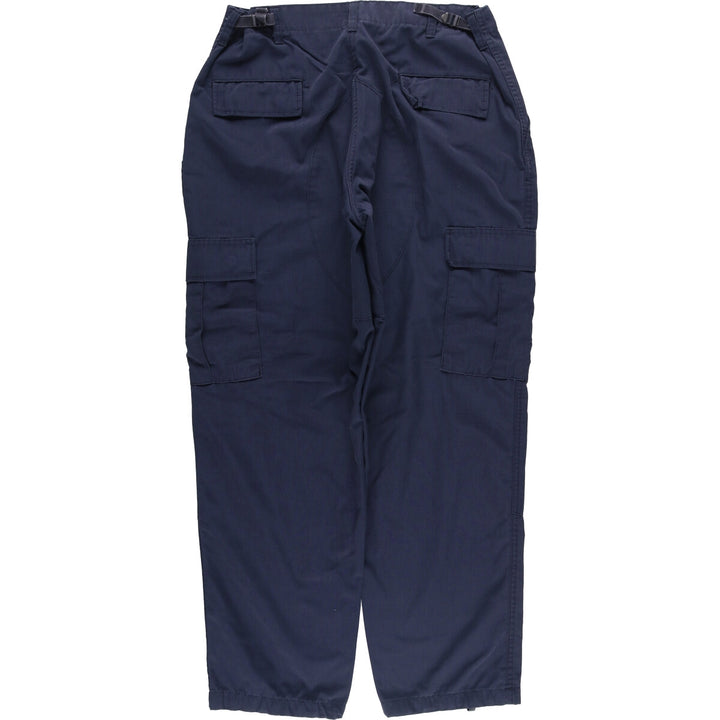 Civilian Ripstop Military Cargo Pants, Combat Pants, Made in USA, Large-Regular, Men's, Size 35 (equivalent) polyester navy blue type Vintage Second Hand