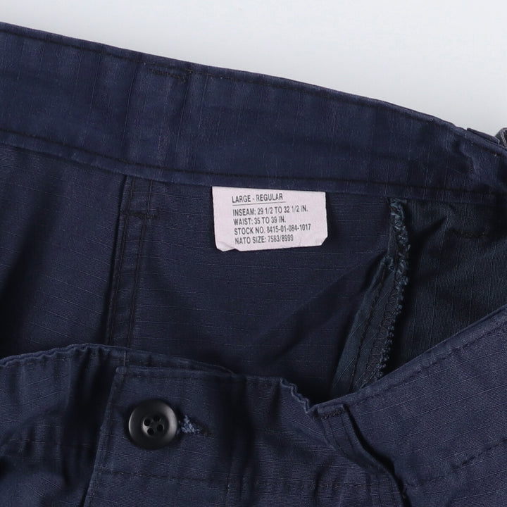Civilian Ripstop Military Cargo Pants, Combat Pants, Made in USA, Large-Regular, Men's, Size 35 (equivalent) polyester navy blue type Vintage Second Hand