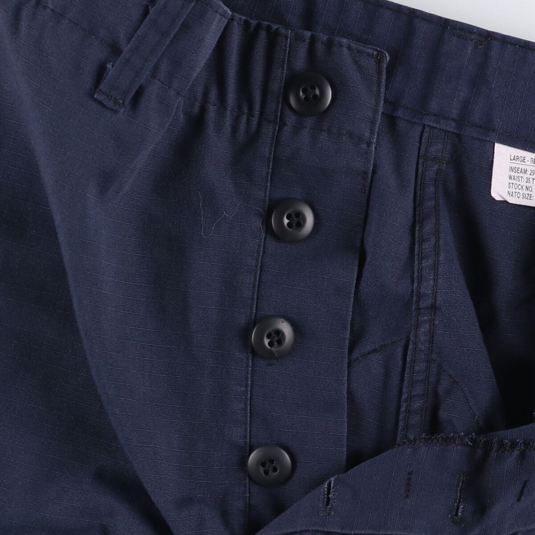 Civilian Ripstop Military Cargo Pants, Combat Pants, Made in USA, Large-Regular, Men's, Size 35 (equivalent) polyester navy blue type Vintage Second Hand