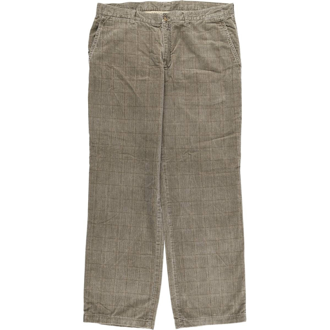 DecimoHombre Check Pattern Velour Wide-leg Pants, Men's, Size W37, Vintage cotton Beige type Vintage Second Hand