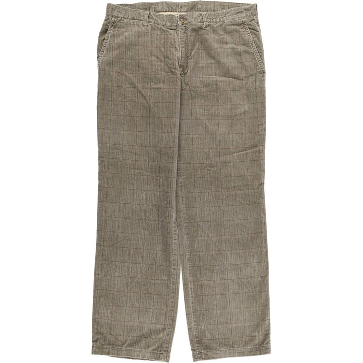 DecimoHombre Check Pattern Velour Wide-leg Pants, Men's, Size W37, Vintage cotton Beige type Vintage Second Hand