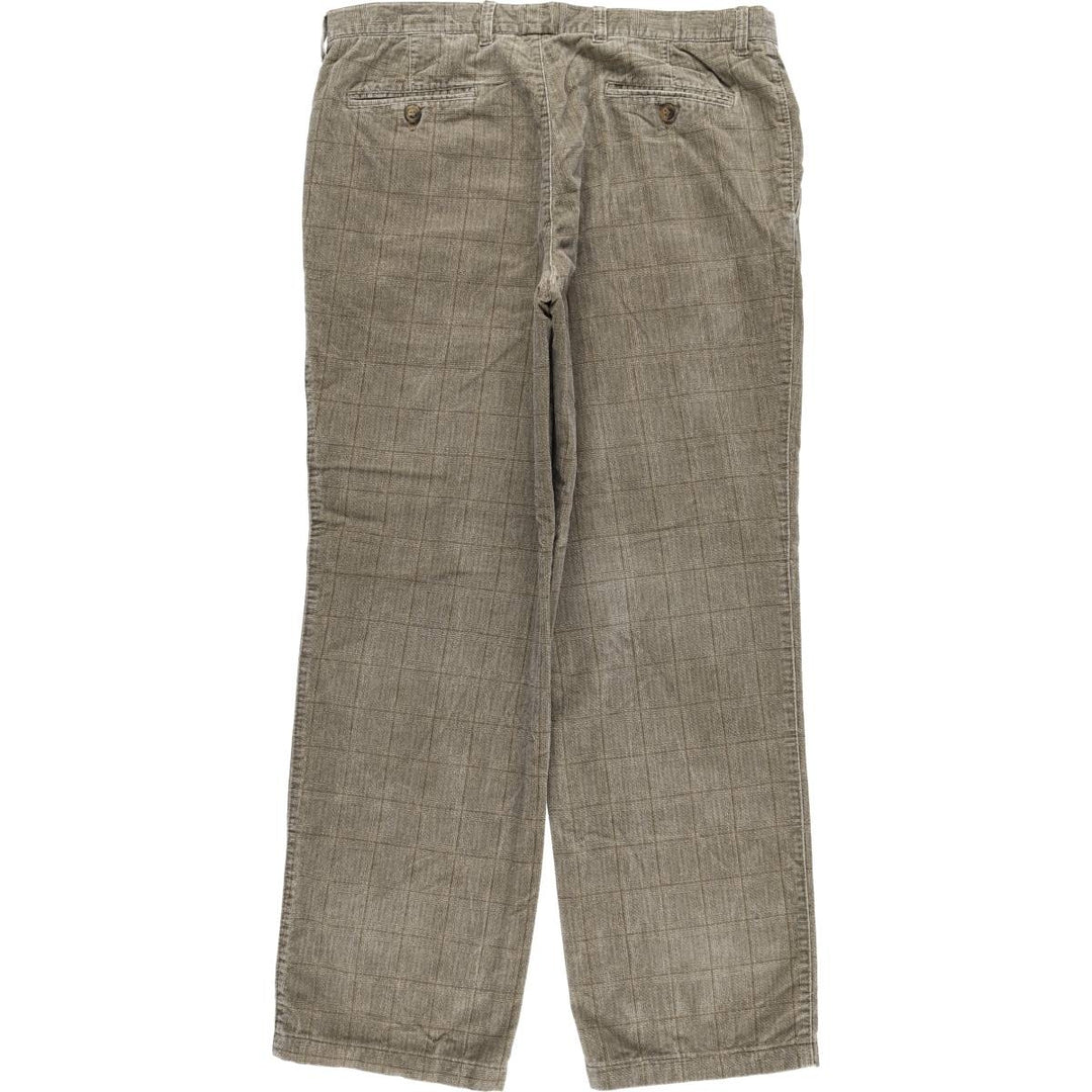DecimoHombre Check Pattern Velour Wide-leg Pants, Men's, Size W37, Vintage cotton Beige type Vintage Second Hand