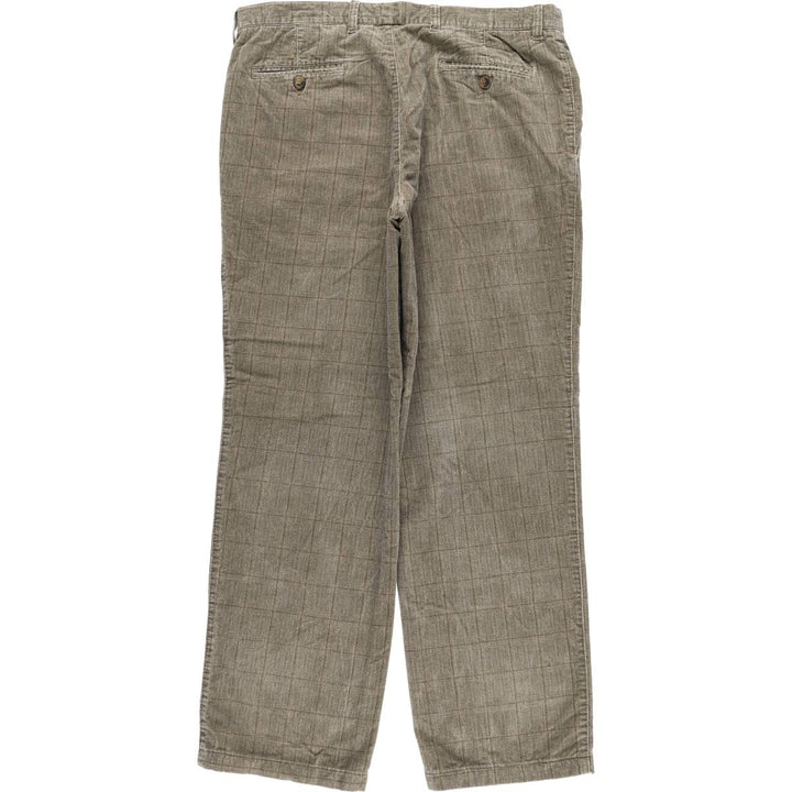 DecimoHombre Check Pattern Velour Wide-leg Pants, Men's, Size W37, Vintage cotton Beige type Vintage Second Hand