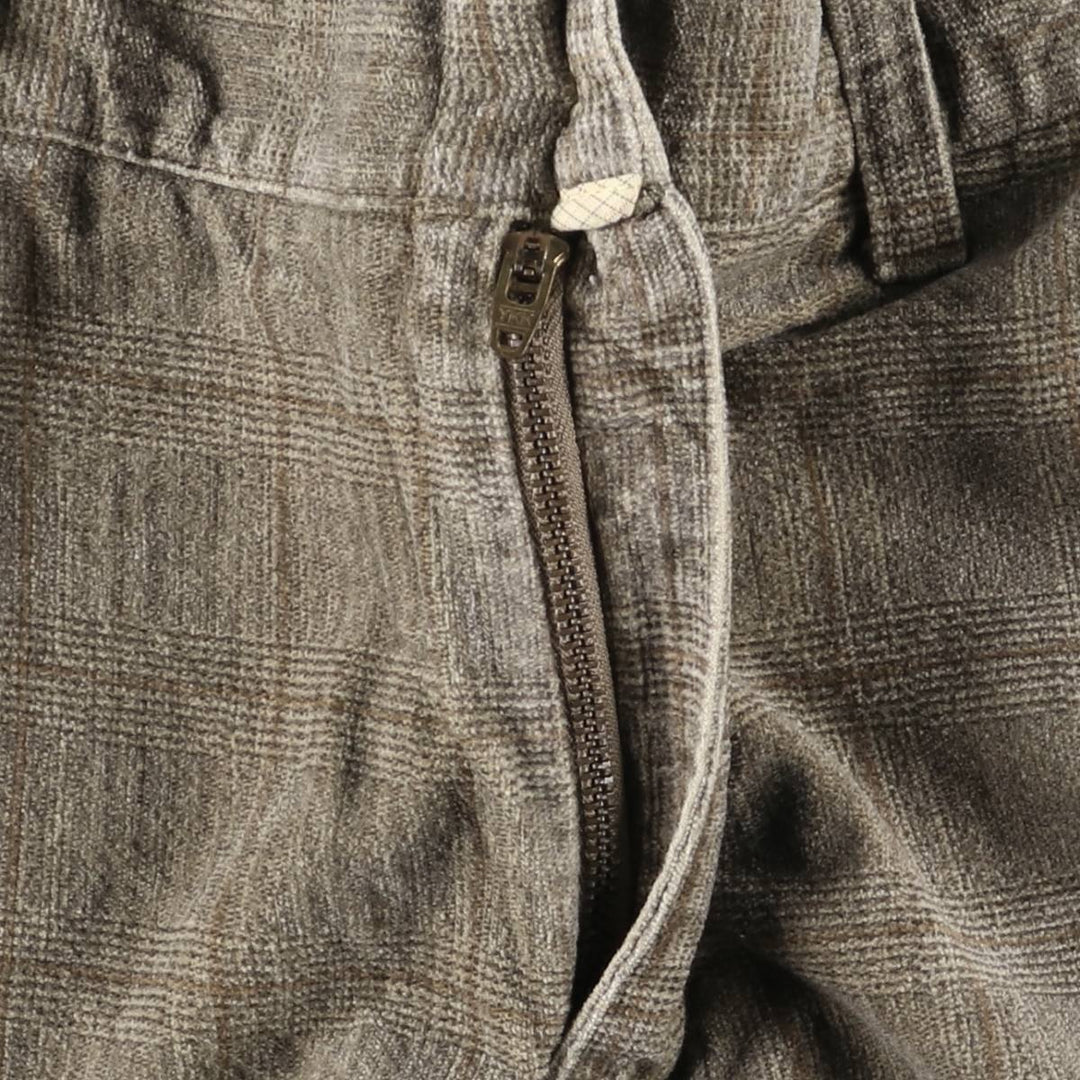 DecimoHombre Check Pattern Velour Wide-leg Pants, Men's, Size W37, Vintage cotton Beige type Vintage Second Hand