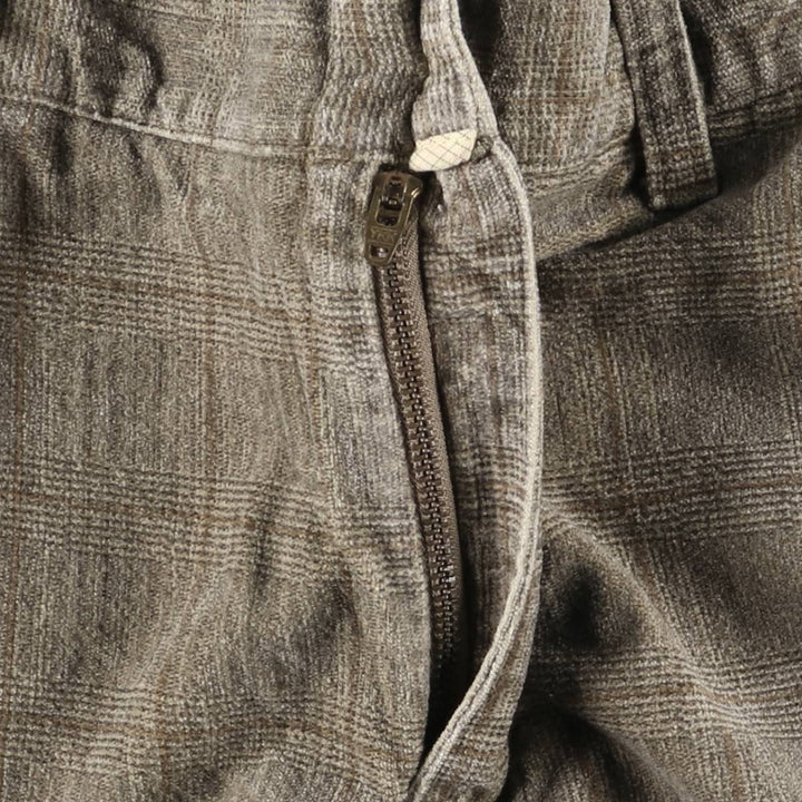 DecimoHombre Check Pattern Velour Wide-leg Pants, Men's, Size W37, Vintage cotton Beige type Vintage Second Hand
