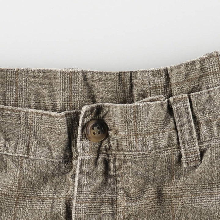 DecimoHombre Check Pattern Velour Wide-leg Pants, Men's, Size W37, Vintage cotton Beige type Vintage Second Hand