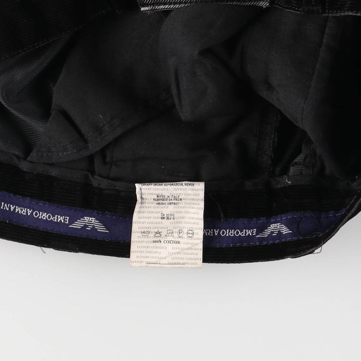 Armani ARMANI EMPOLIO ARMANI corduroy pants, made in Italy, men's size W34 cotton black type Vintage Second Hand