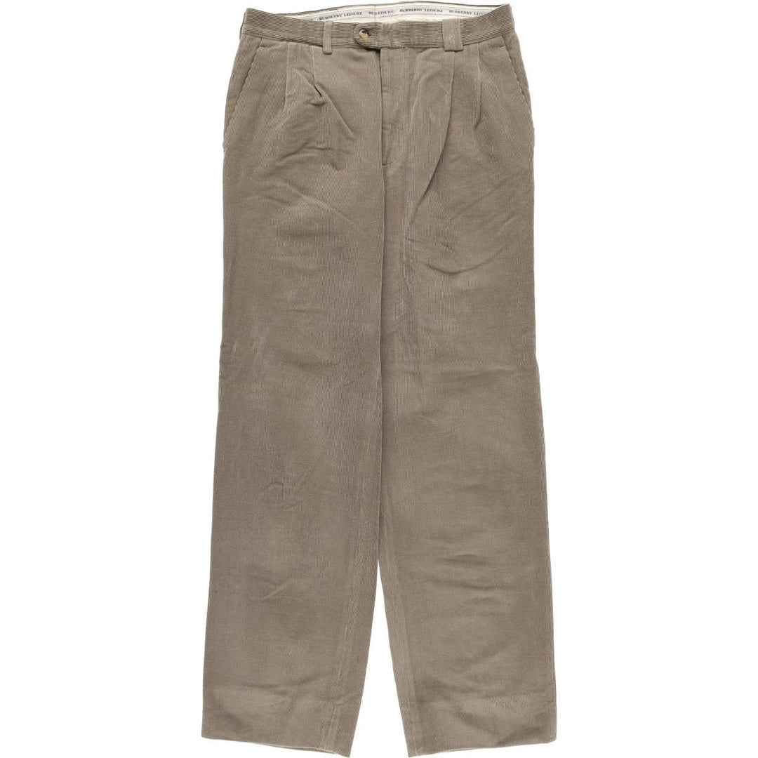 Burberry's London El Corte Ingles Two-pleat Corduroy Pants, Men's, Size W31 cotton Beige type Vintage Second Hand