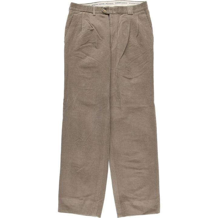 Burberry's London El Corte Ingles Two-pleat Corduroy Pants, Men's, Size W31 cotton Beige type Vintage Second Hand