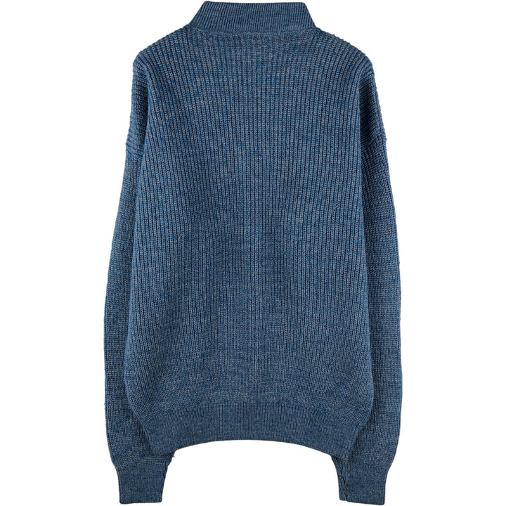 LLBean Henley Neck Ribbed Acrylic Knit Sweater, Made in USA, Men's Size Medium acrylic Blue type light blue Vintage Second Hand