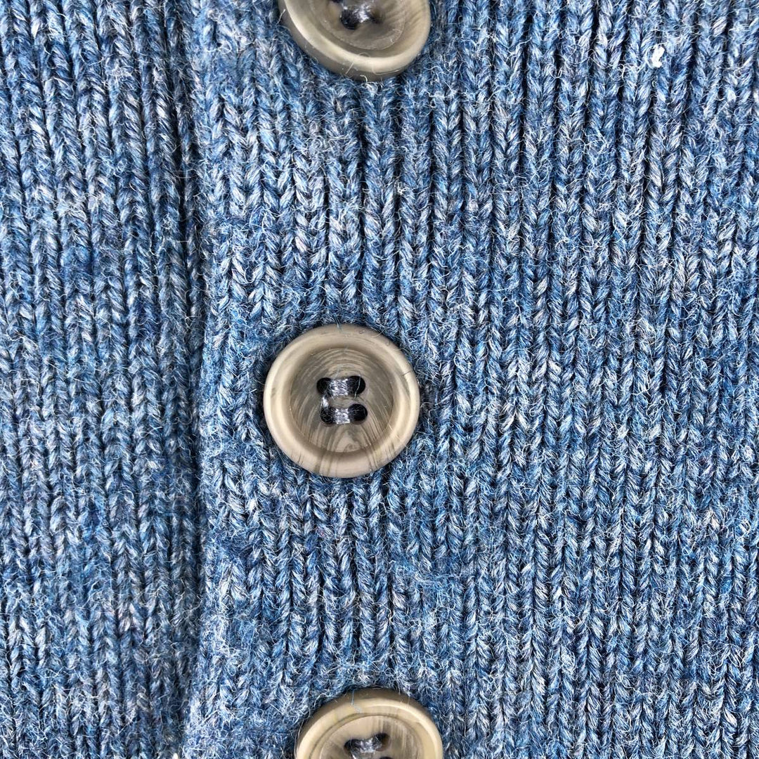 LLBean Henley Neck Ribbed Acrylic Knit Sweater, Made in USA, Men's Size Medium acrylic Blue type light blue Vintage Second Hand