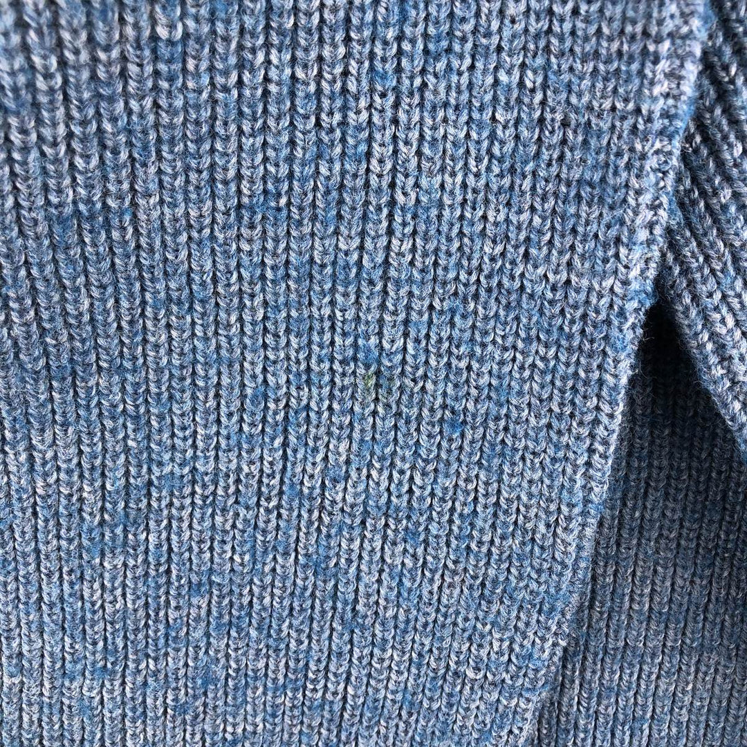 LLBean Henley Neck Ribbed Acrylic Knit Sweater, Made in USA, Men's Size Medium acrylic Blue type light blue Vintage Second Hand