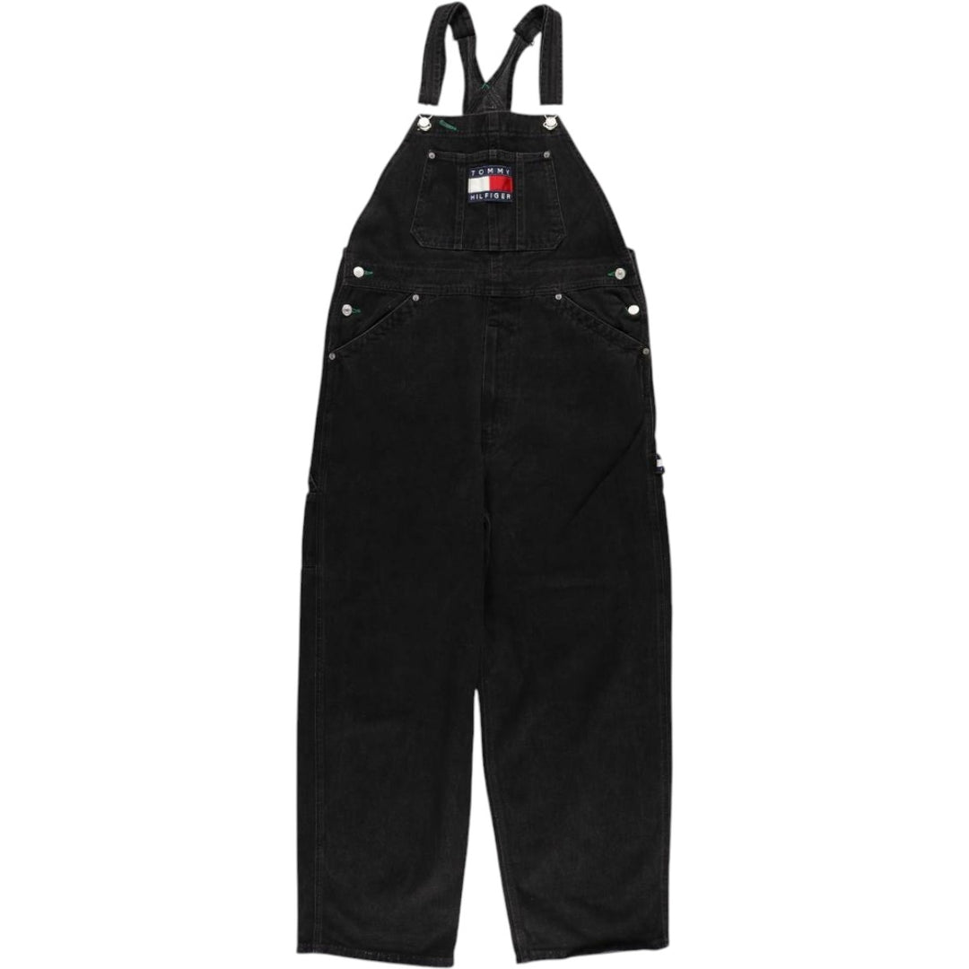 Oversized Tommy Hilfiger black denim overalls, made in Canada, men's size W42. cotton black type Vintage Second Hand